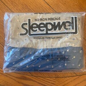 Vintage No Iron Percale Sleepwell Floral Ruffled Irregular Twin Flat Sheet NOS